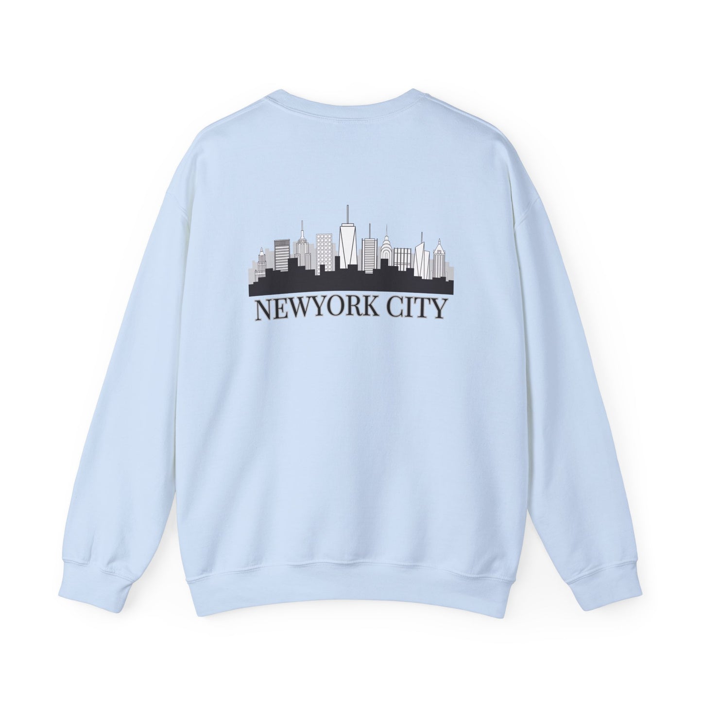 New York City Skyline Crewneck Sweatshirt — Statue of Liberty Chest Graphic