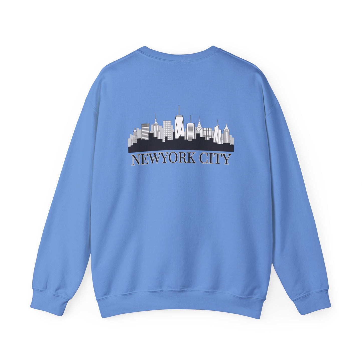 New York City Skyline Crewneck Sweatshirt — Statue of Liberty Chest Graphic