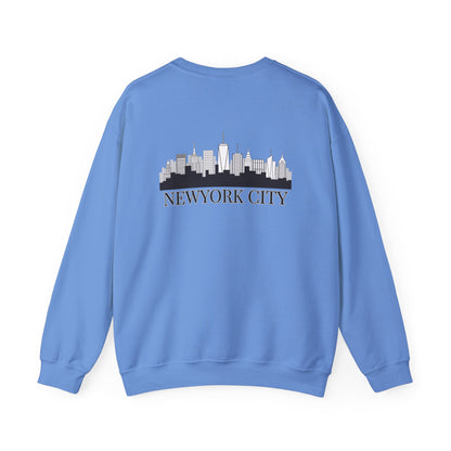 New York City Skyline Crewneck Sweatshirt — Statue of Liberty Chest Graphic