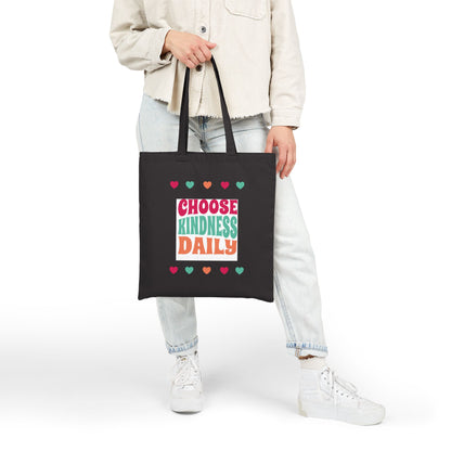 Choose Kindness Daily Canvas Tote — Eco-Friendly Reusable Shopping Bag with Heart Design