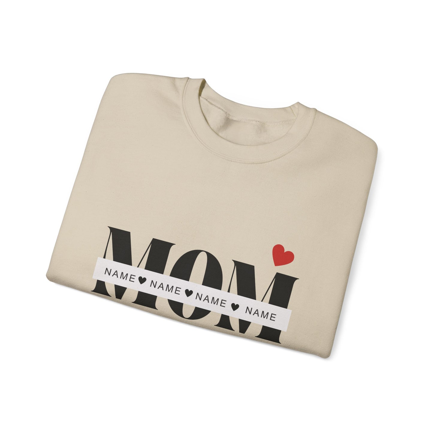 Personalized Mom with Kids Names  Crewneck Sweatshirt — Custom Names with Heart