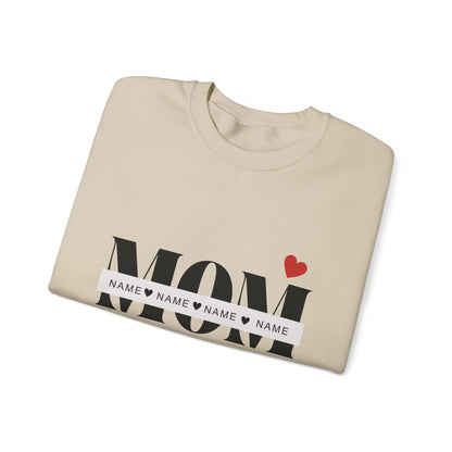 Personalized Mom with Kids Names  Crewneck Sweatshirt — Custom Names with Heart