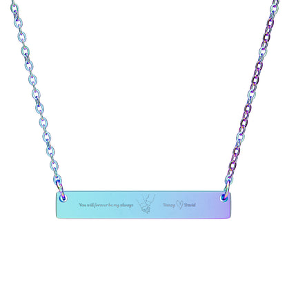 Engravable Horizontal Bar Necklace — Personalized Name Bar Pendant, Custom Message Jewelry