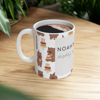 Personalized Birthday Mug with Cute Bear Design