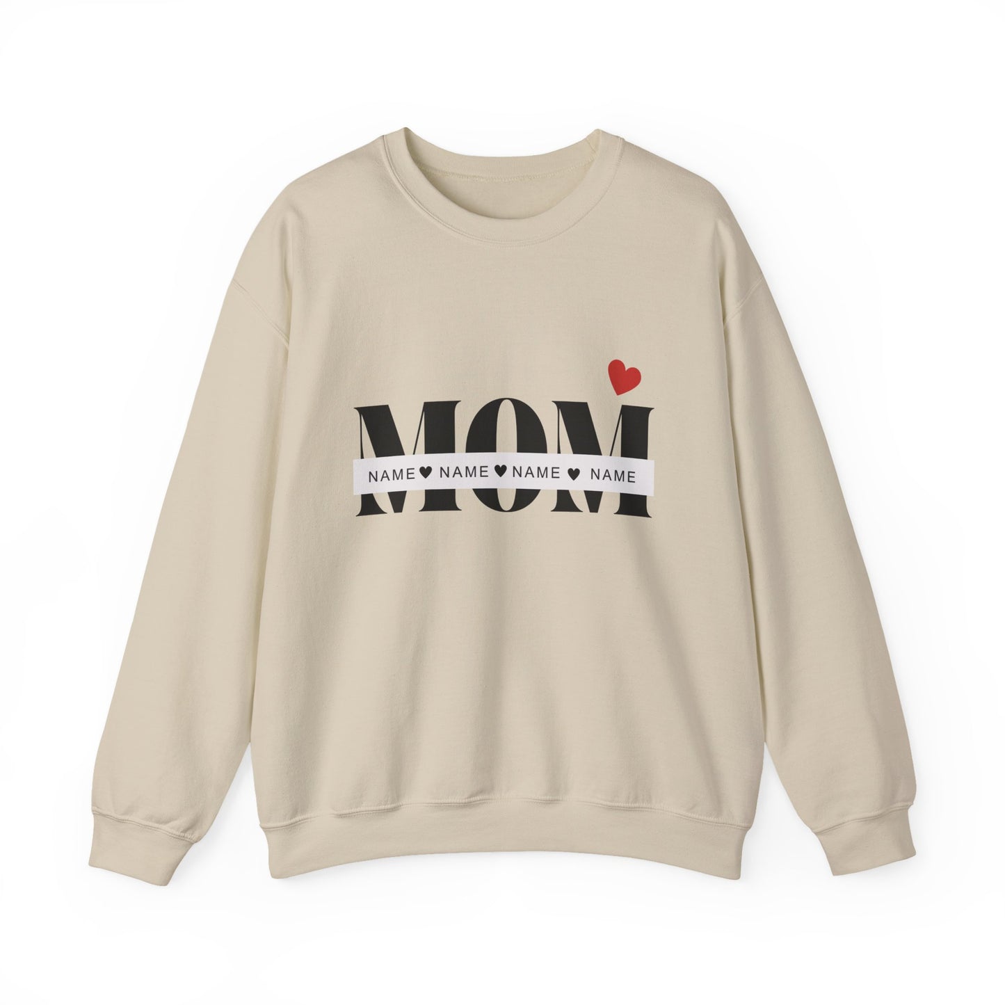 Personalized Mom with Kids Names  Crewneck Sweatshirt — Custom Names with Heart