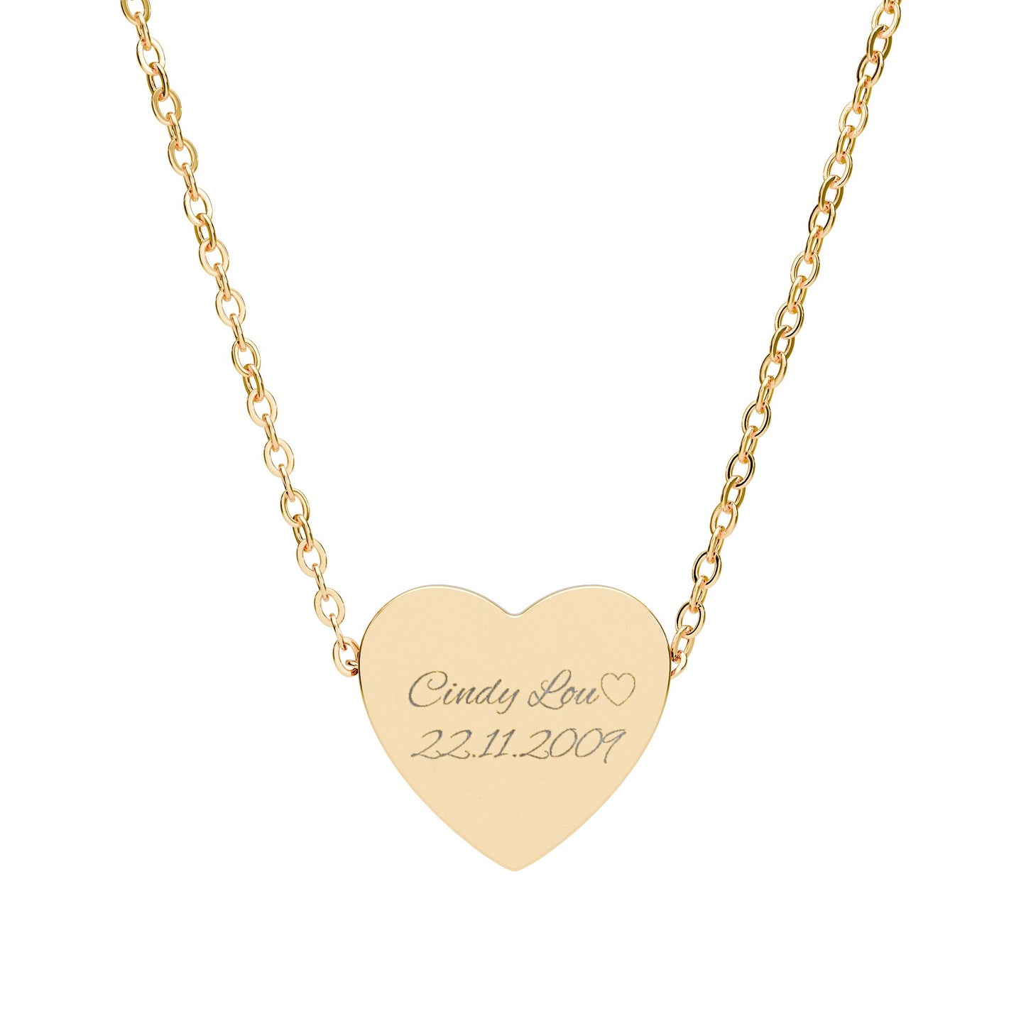 Engravable Heart Necklace – Personalized Gold Heart Pendant/Cindy lou