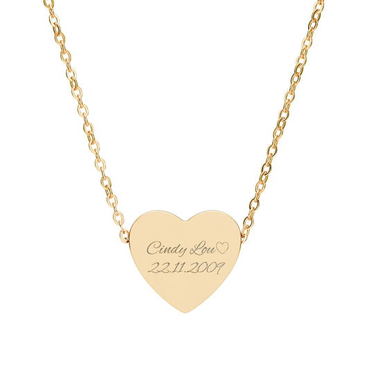 Engravable Heart Necklace – Personalized Gold Heart Pendant/Cindy lou