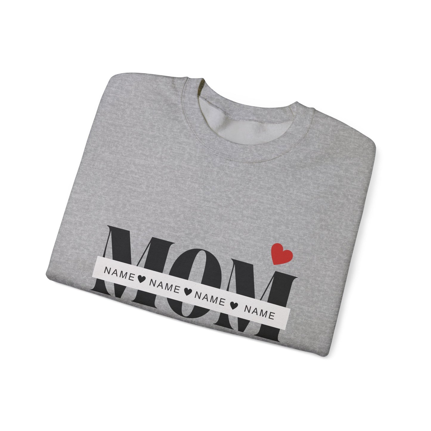 Personalized Mom with Kids Names  Crewneck Sweatshirt — Custom Names with Heart