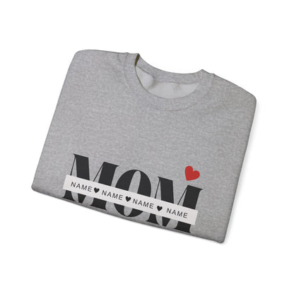 Personalized Mom with Kids Names  Crewneck Sweatshirt — Custom Names with Heart