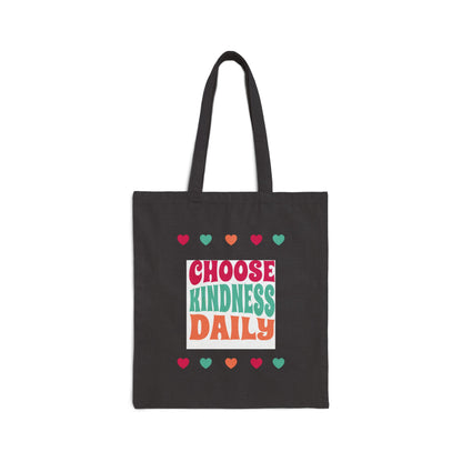 Choose Kindness Daily Canvas Tote — Eco-Friendly Reusable Shopping Bag with Heart Design